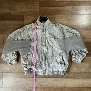 80s VINTAGE Size M Messageries Aeriennes Denim Bomber Jacket Women's Acid #18625